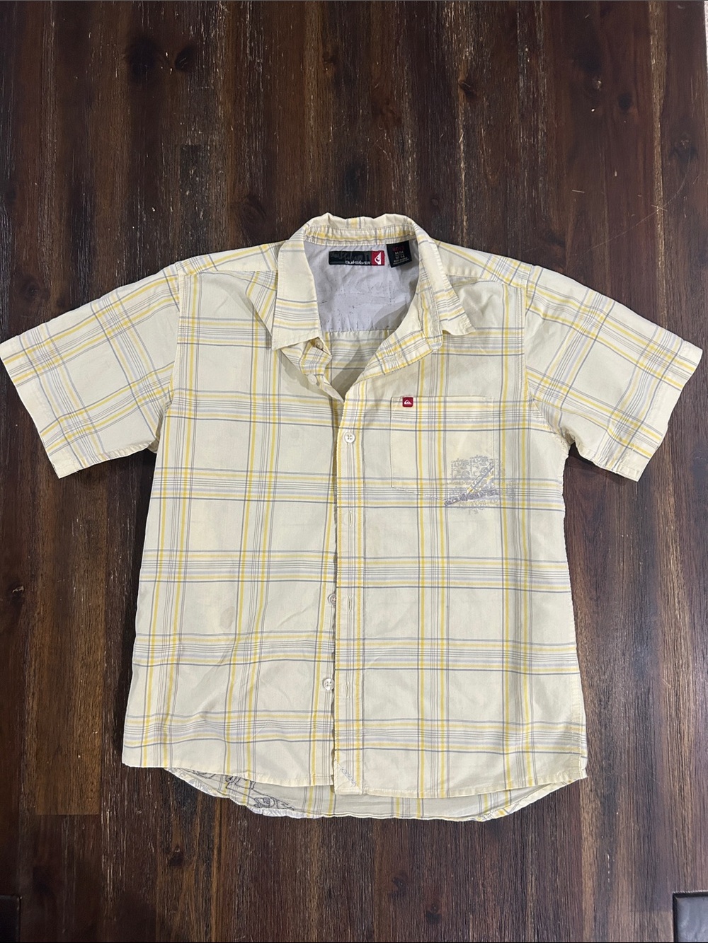 Quiksilver Kids Yellow Plaid Short-Sleeve Button-Down Shirt
